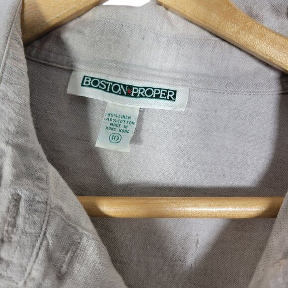 Boston Proper Women's Linen Button Down Long Line Light Weight Shirt Size 10 - Picture 7 of 9